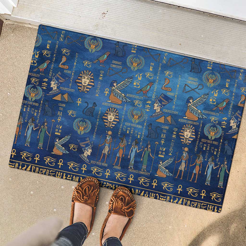 Echoes of Kemet Rubber Doormat African Pharaohs, Anubis and Symbolic Motifs - Wonder Print Shop