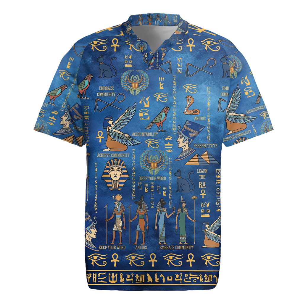 Echoes of Kemet Rugby Jersey African Pharaohs, Anubis and Symbolic Motifs - Wonder Print Shop