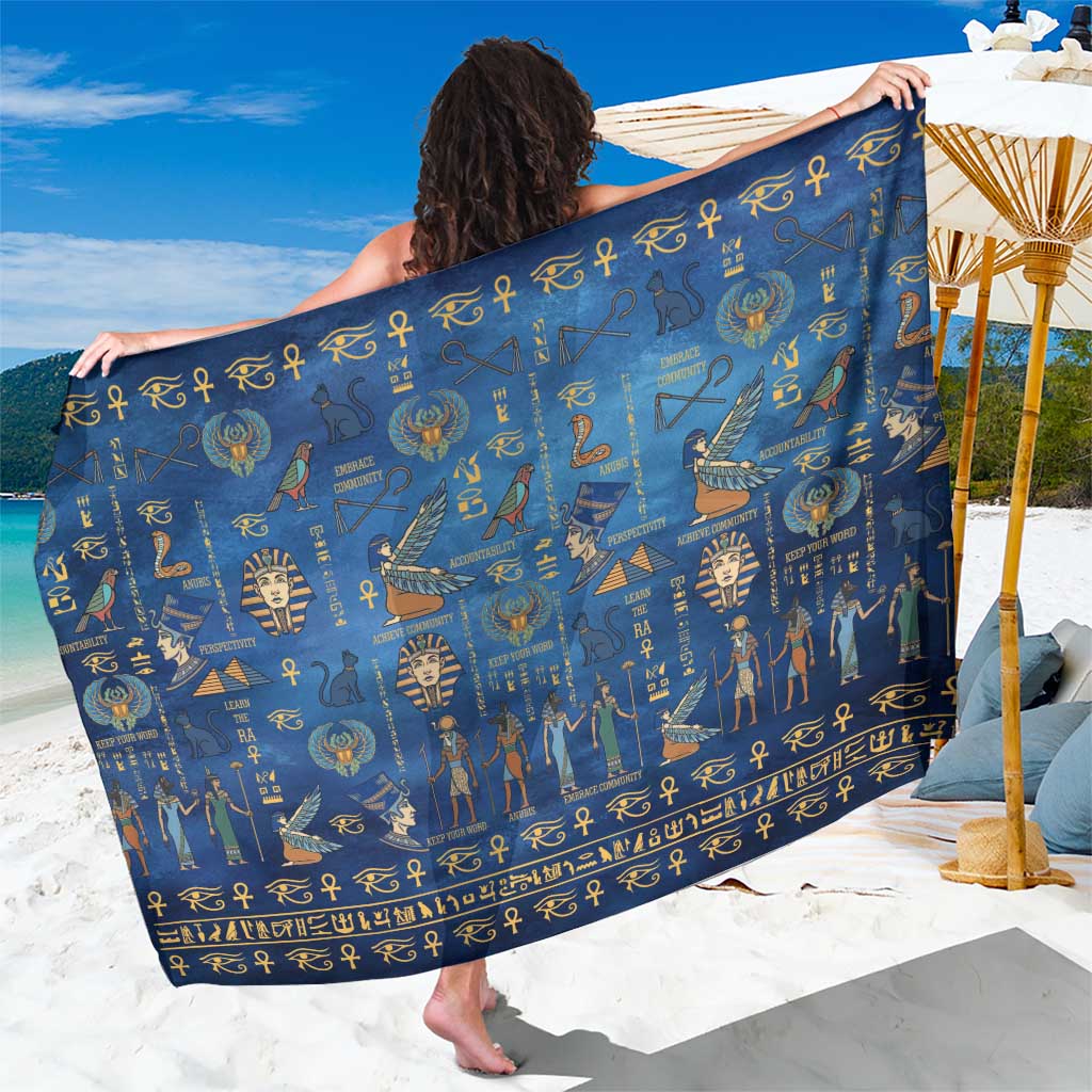 Echoes of Kemet Sarong African Pharaohs, Anubis and Symbolic Motifs - Wonder Print Shop