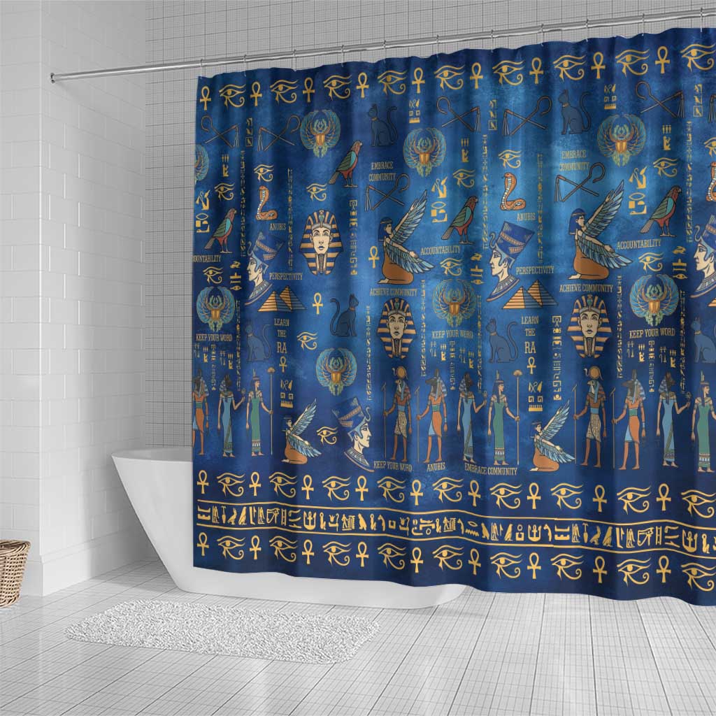 Echoes of Kemet Shower Curtain African Pharaohs, Anubis and Symbolic Motifs - Wonder Print Shop