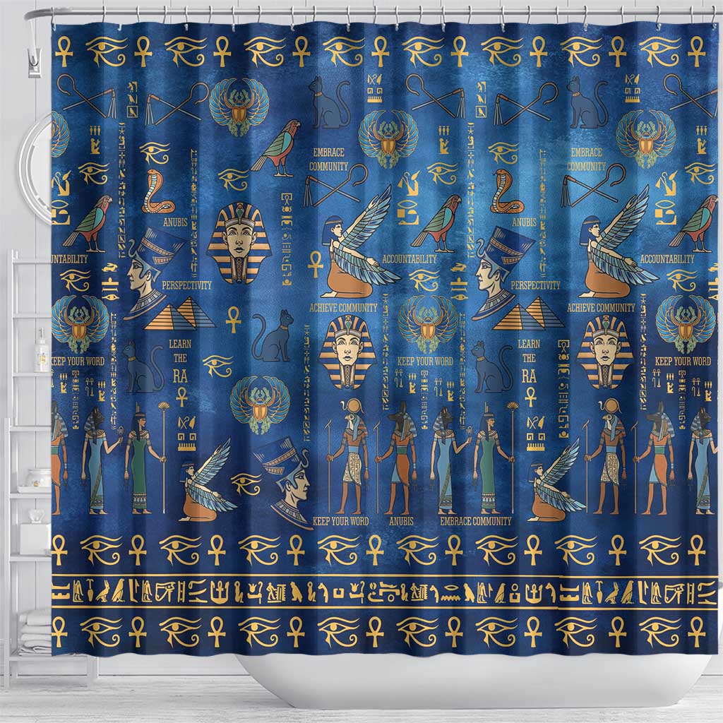Echoes of Kemet Shower Curtain African Pharaohs, Anubis and Symbolic Motifs - Wonder Print Shop