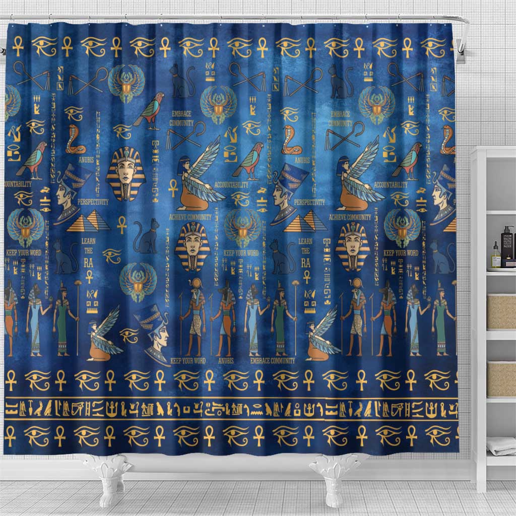 Echoes of Kemet Shower Curtain African Pharaohs, Anubis and Symbolic Motifs - Wonder Print Shop