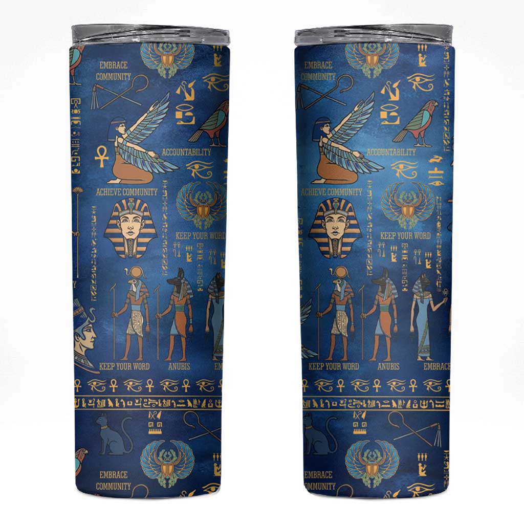 Echoes of Kemet Skinny Tumbler African Pharaohs, Anubis and Symbolic Motifs - Wonder Print Shop