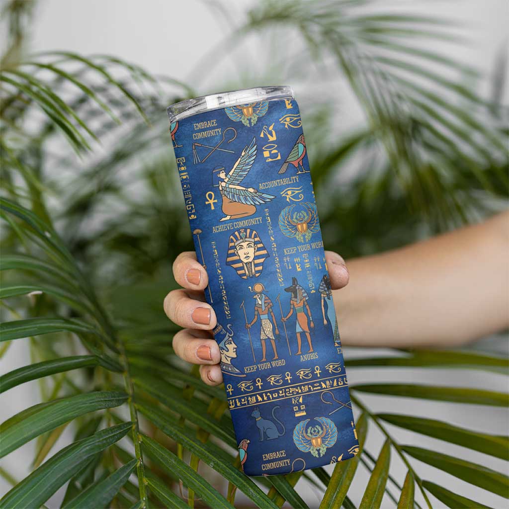 Echoes of Kemet Skinny Tumbler African Pharaohs, Anubis and Symbolic Motifs - Wonder Print Shop