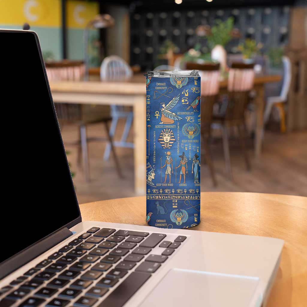 Echoes of Kemet Skinny Tumbler African Pharaohs, Anubis and Symbolic Motifs - Wonder Print Shop