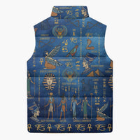 Echoes of Kemet Sleeveless Puffer Jacket African Pharaohs, Anubis and Symbolic Motifs - Wonder Print Shop