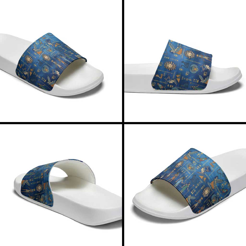 Echoes of Kemet Slide Sandals African Pharaohs, Anubis and Symbolic Motifs - Wonder Print Shop