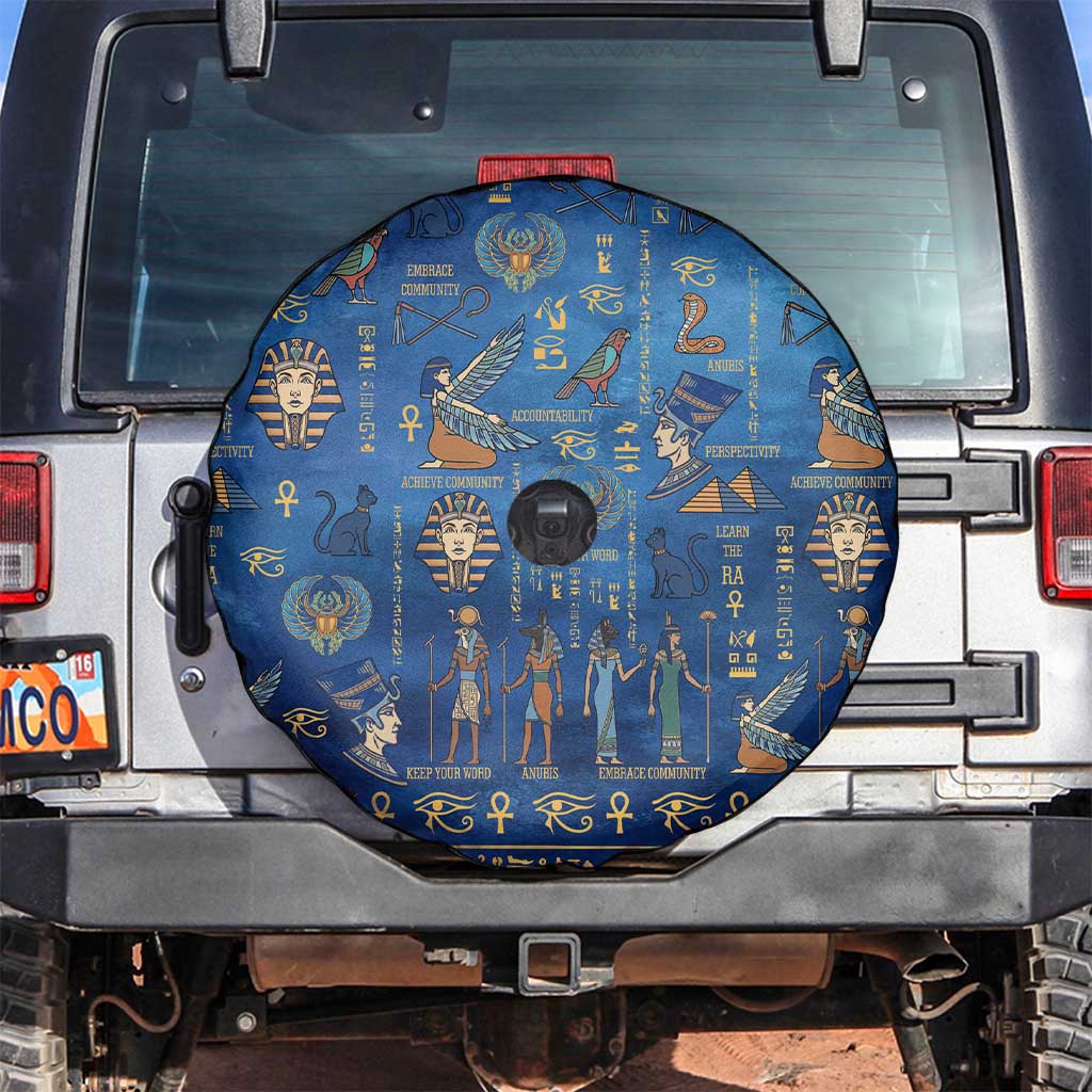Echoes of Kemet Spare Tire Cover African Pharaohs, Anubis and Symbolic Motifs - Wonder Print Shop