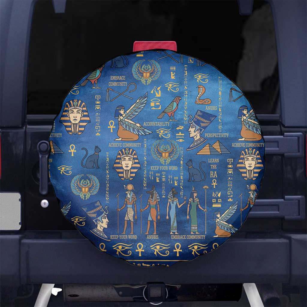 Echoes of Kemet Spare Tire Cover African Pharaohs, Anubis and Symbolic Motifs - Wonder Print Shop