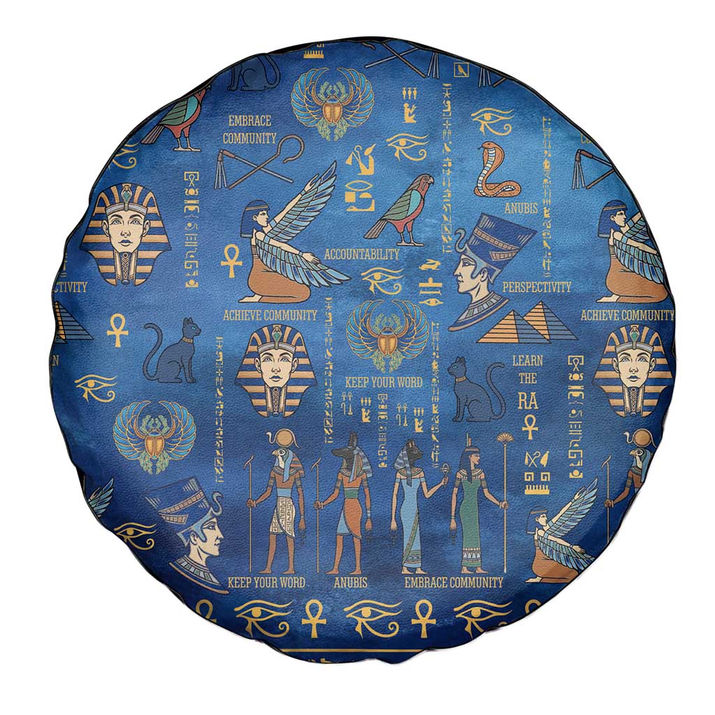 Echoes of Kemet Spare Tire Cover African Pharaohs, Anubis and Symbolic Motifs - Wonder Print Shop