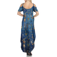 Echoes of Kemet Summer Maxi Dress African Pharaohs, Anubis and Symbolic Motifs - Wonder Print Shop