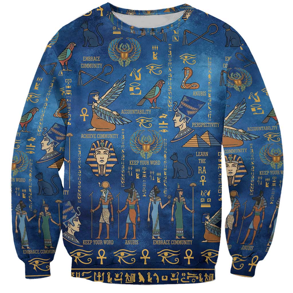 Echoes of Kemet Sweatshirt African Pharaohs, Anubis and Symbolic Motifs - Wonder Print Shop
