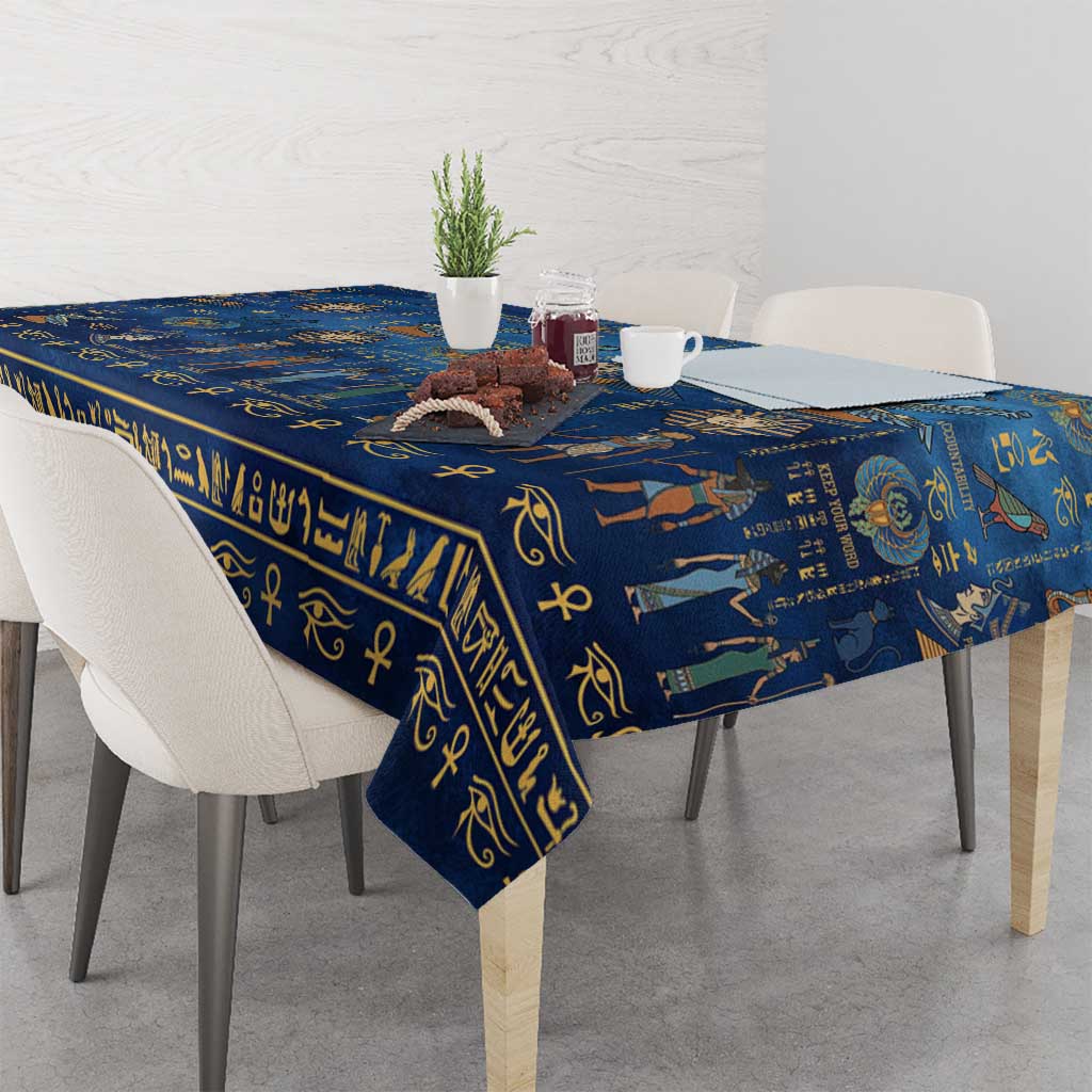Echoes of Kemet Tablecloth African Pharaohs, Anubis and Symbolic Motifs - Wonder Print Shop