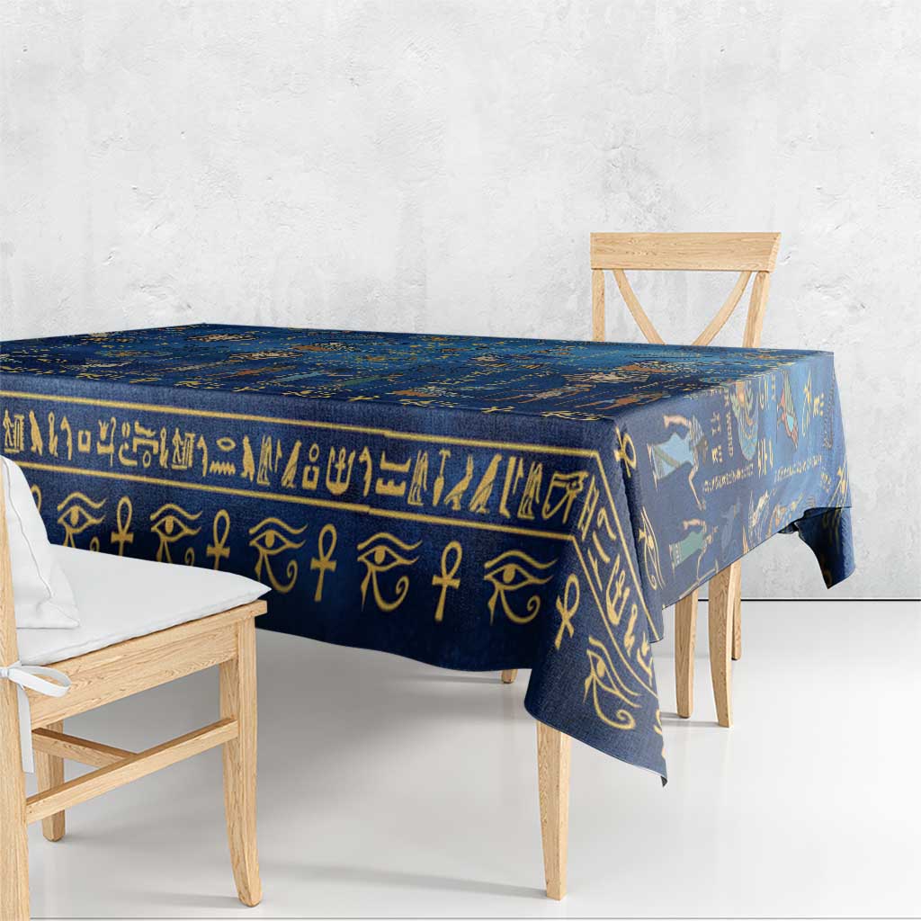 Echoes of Kemet Tablecloth African Pharaohs, Anubis and Symbolic Motifs - Wonder Print Shop