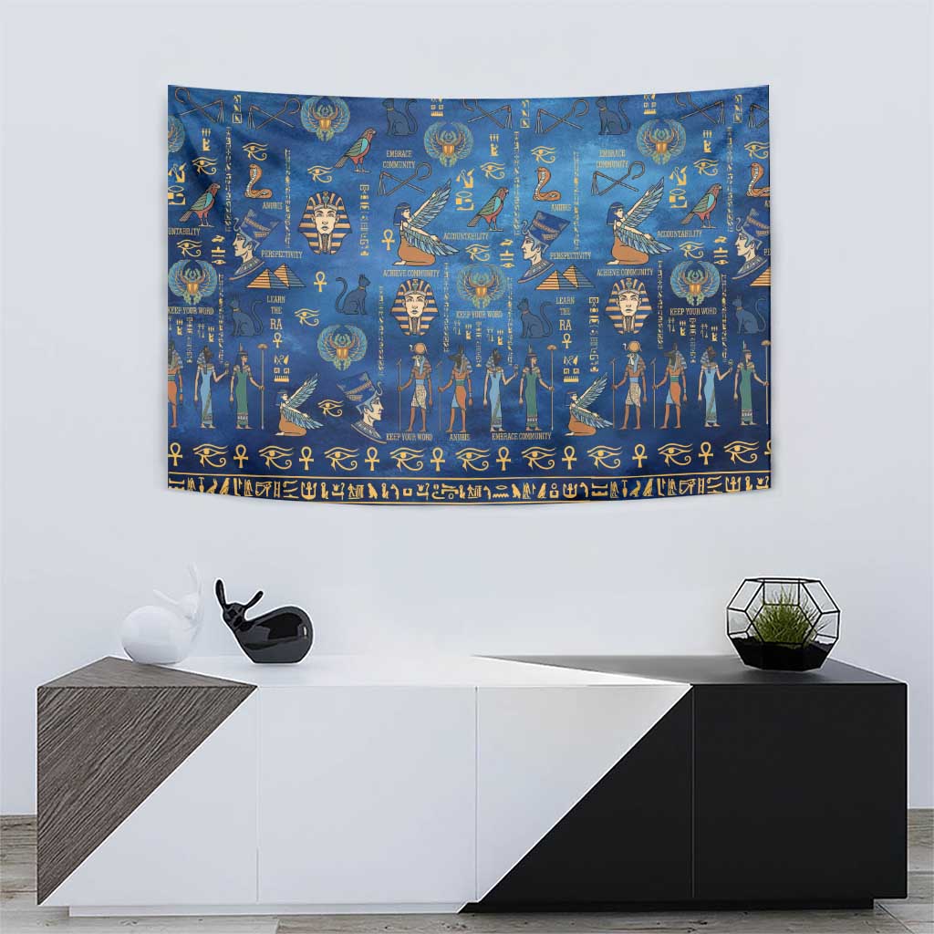 Echoes of Kemet Tapestry African Pharaohs, Anubis and Symbolic Motifs - Wonder Print Shop