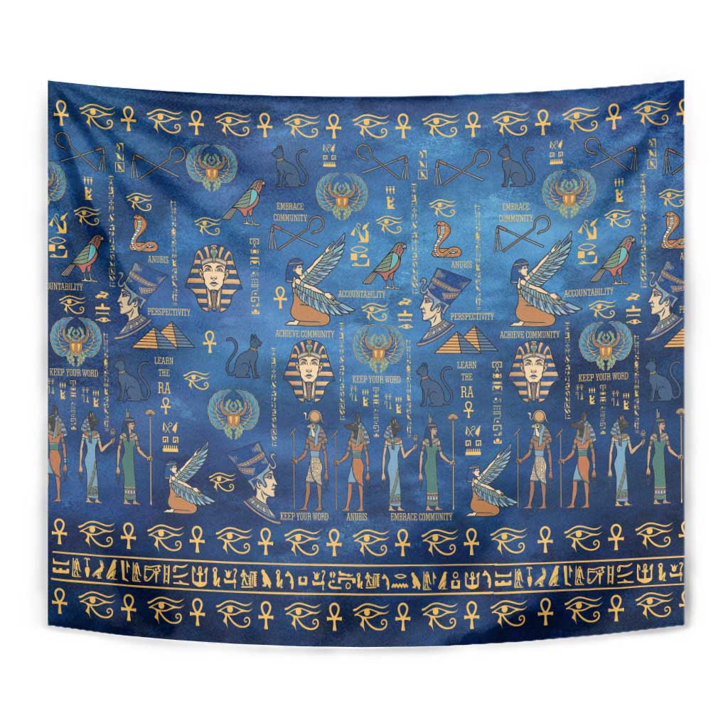 Echoes of Kemet Tapestry African Pharaohs, Anubis and Symbolic Motifs - Wonder Print Shop