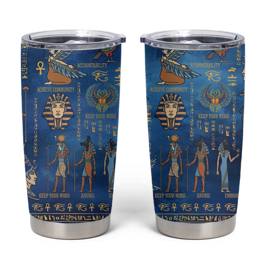 Echoes of Kemet Tumbler Cup African Pharaohs, Anubis and Symbolic Motifs - Wonder Print Shop