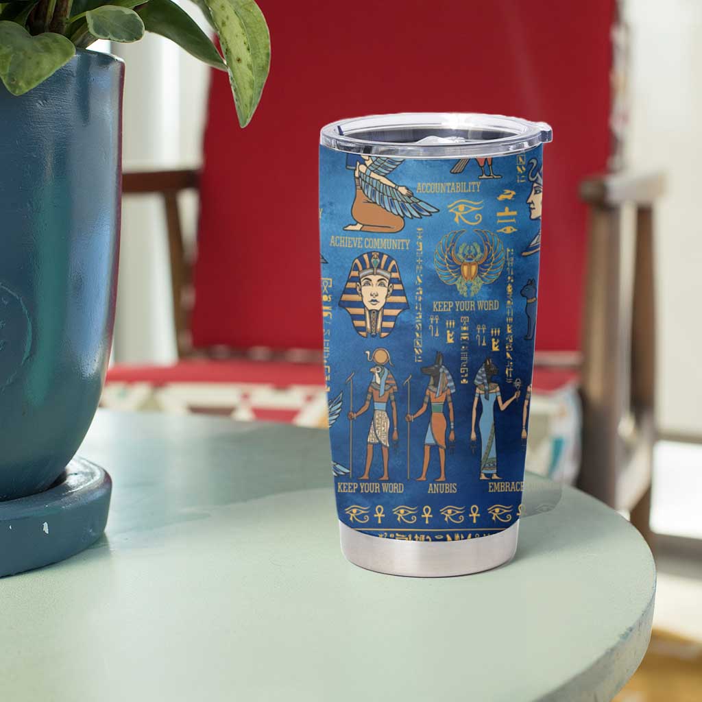 Echoes of Kemet Tumbler Cup African Pharaohs, Anubis and Symbolic Motifs - Wonder Print Shop