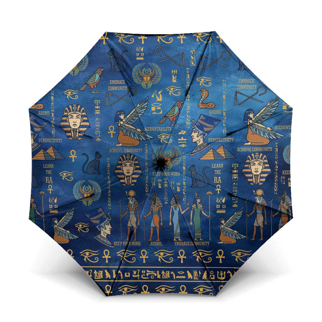 Echoes of Kemet Umbrella African Pharaohs, Anubis and Symbolic Motifs - Wonder Print Shop