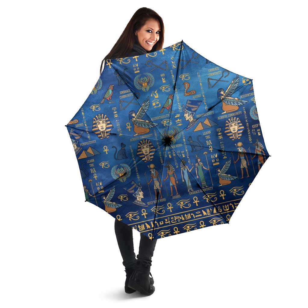 Echoes of Kemet Umbrella African Pharaohs, Anubis and Symbolic Motifs - Wonder Print Shop