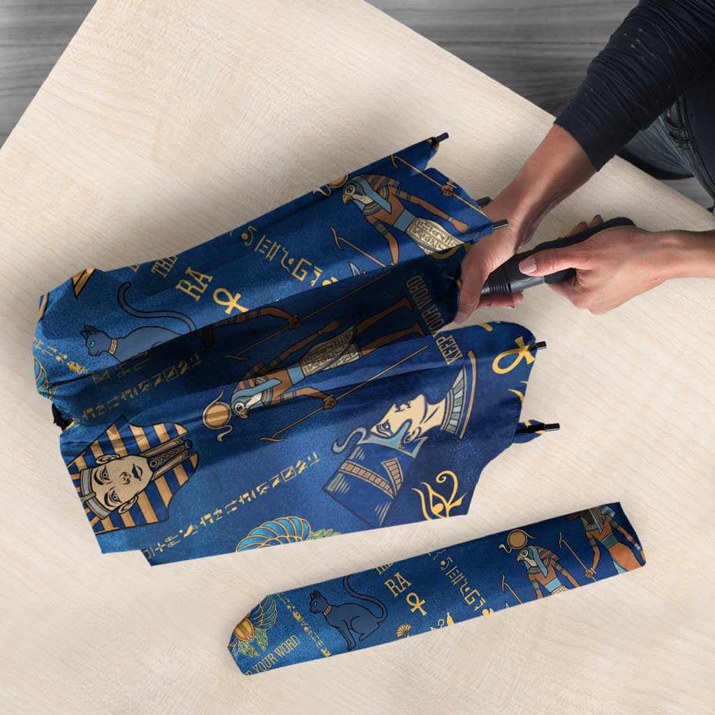 Echoes of Kemet Umbrella African Pharaohs, Anubis and Symbolic Motifs - Wonder Print Shop