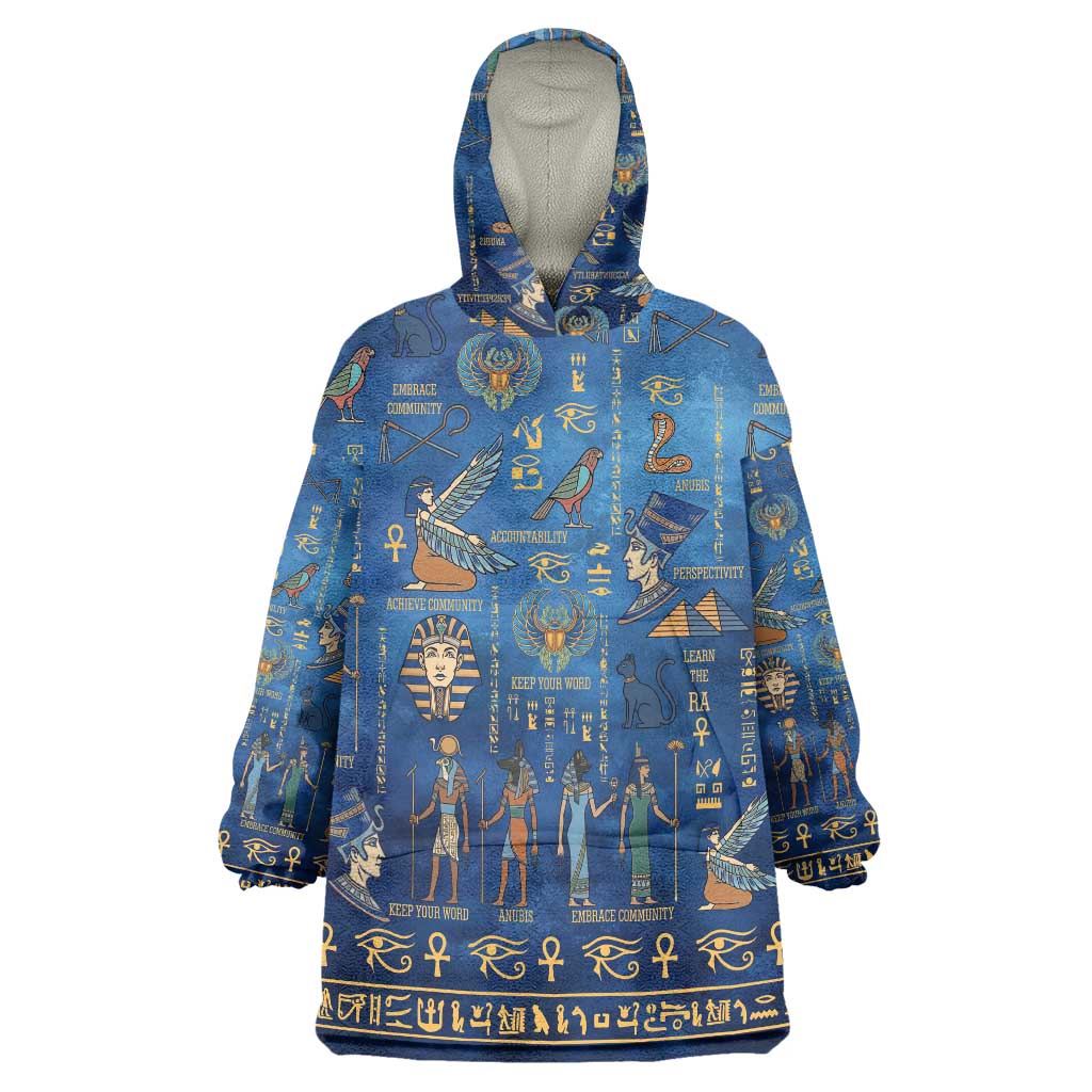 Echoes of Kemet Wearable Blanket Hoodie African Pharaohs, Anubis and Symbolic Motifs - Wonder Print Shop