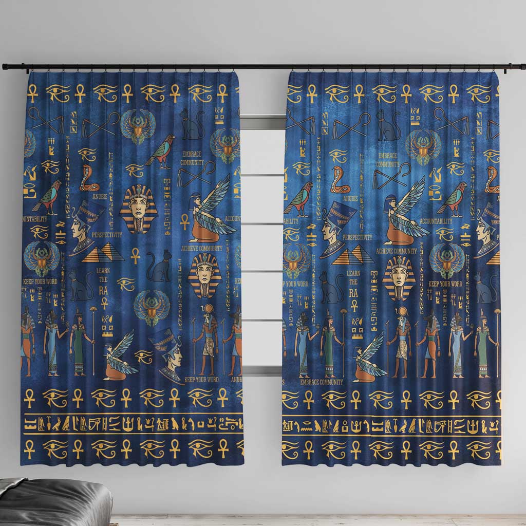 Echoes of Kemet Window Curtain African Pharaohs, Anubis and Symbolic Motifs - Wonder Print Shop