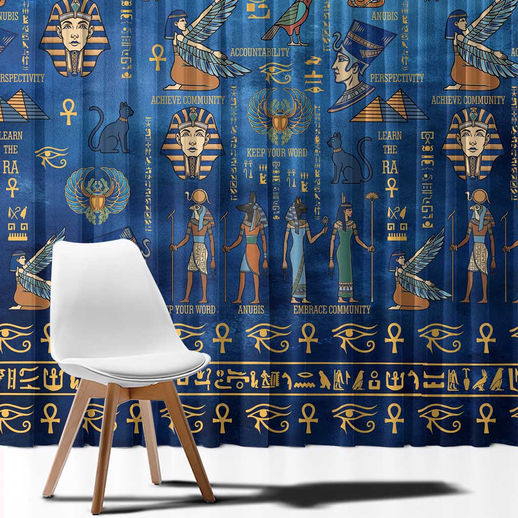 Echoes of Kemet Window Curtain African Pharaohs, Anubis and Symbolic Motifs - Wonder Print Shop