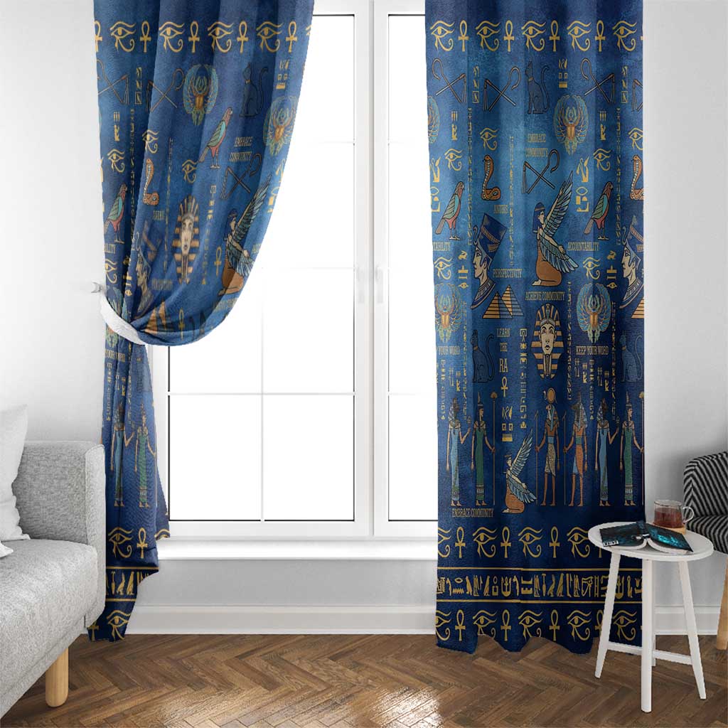 Echoes of Kemet Window Curtain African Pharaohs, Anubis and Symbolic Motifs - Wonder Print Shop