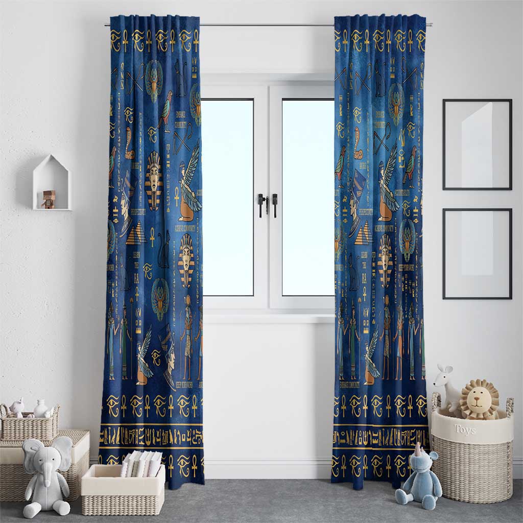 Echoes of Kemet Window Curtain African Pharaohs, Anubis and Symbolic Motifs - Wonder Print Shop