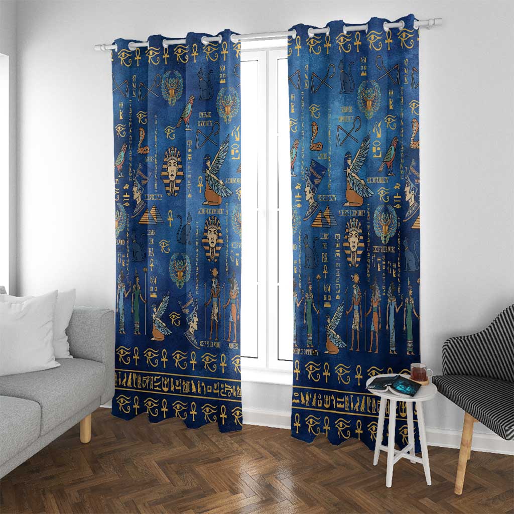 Echoes of Kemet Window Curtain African Pharaohs, Anubis and Symbolic Motifs - Wonder Print Shop