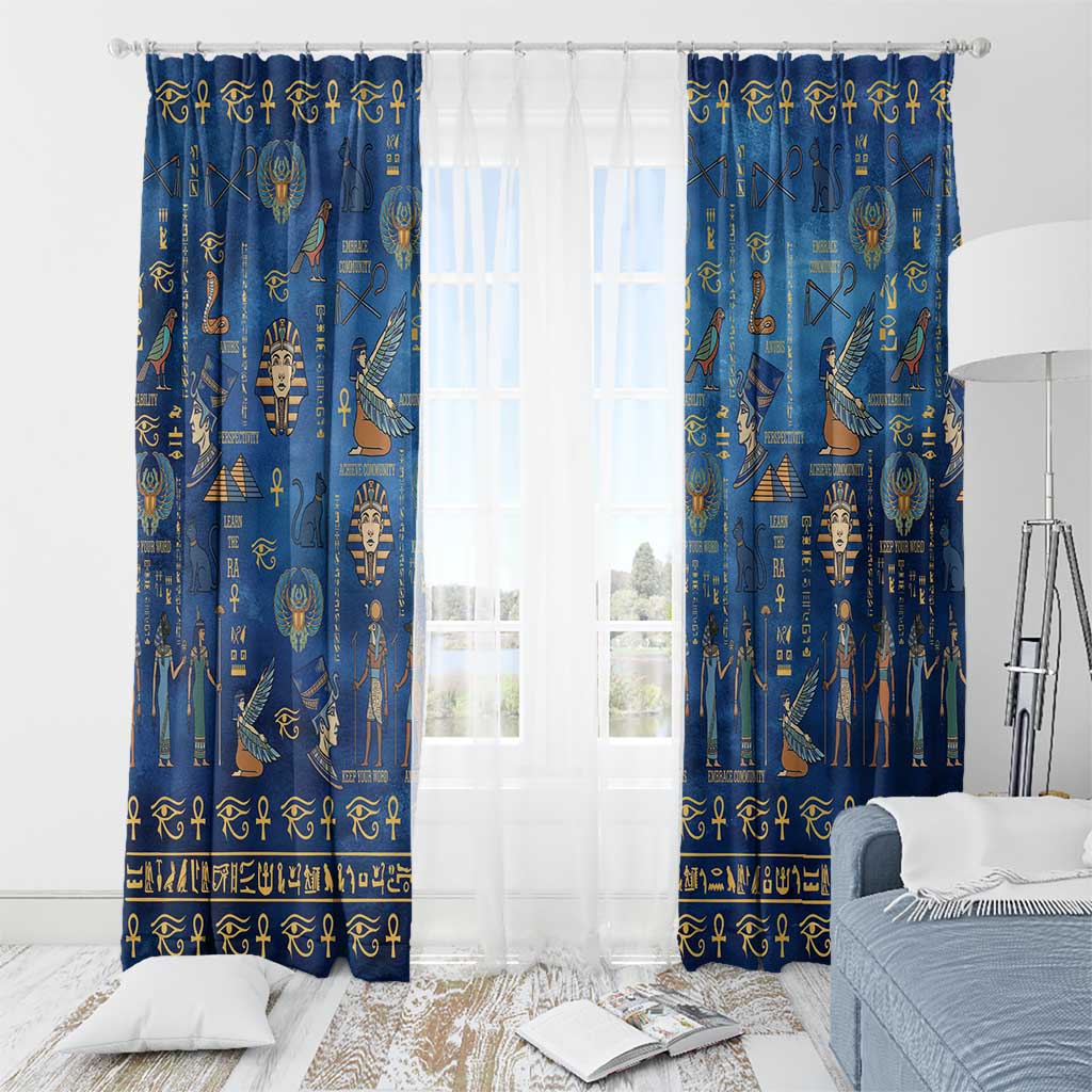 Echoes of Kemet Window Curtain African Pharaohs, Anubis and Symbolic Motifs - Wonder Print Shop