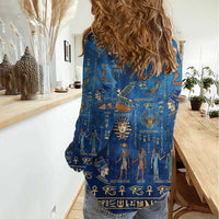 Echoes of Kemet Women Casual Shirt African Pharaohs, Anubis and Symbolic Motifs - Wonder Print Shop