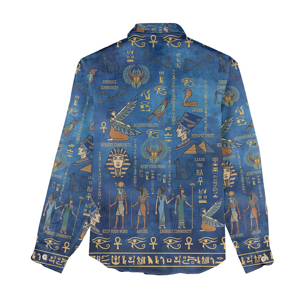 Echoes of Kemet Women Casual Shirt African Pharaohs, Anubis and Symbolic Motifs - Wonder Print Shop