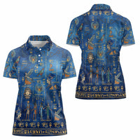 Echoes of Kemet Women Polo Shirt African Pharaohs, Anubis and Symbolic Motifs - Wonder Print Shop