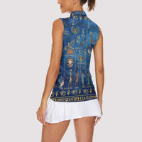 Echoes of Kemet Women Sleeveless Polo Shirt African Pharaohs, Anubis and Symbolic Motifs - Wonder Print Shop