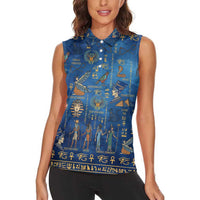 Echoes of Kemet Women Sleeveless Polo Shirt African Pharaohs, Anubis and Symbolic Motifs - Wonder Print Shop