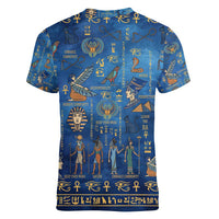 Echoes of Kemet Women V-Neck T-Shirt African Pharaohs, Anubis and Symbolic Motifs - Wonder Print Shop