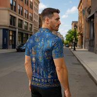 Echoes of Kemet Zipper Polo Shirt African Pharaohs, Anubis and Symbolic Motifs - Wonder Print Shop