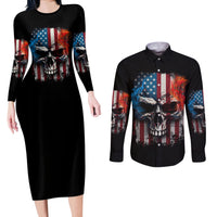I Have Three Sides Skull Flag Couples Matching Long Sleeve Bodycon Dress and Long Sleeve Button Shirt - Wonder Print Shop