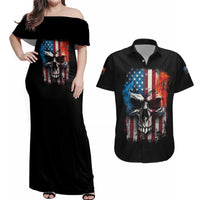 I Have Three Sides Skull Flag Couples Matching Off Shoulder Maxi Dress and Hawaiian Shirt - Wonder Print Shop