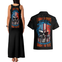 I Have Three Sides Skull Flag Couples Matching Tank Maxi Dress and Hawaiian Shirt - Wonder Print Shop