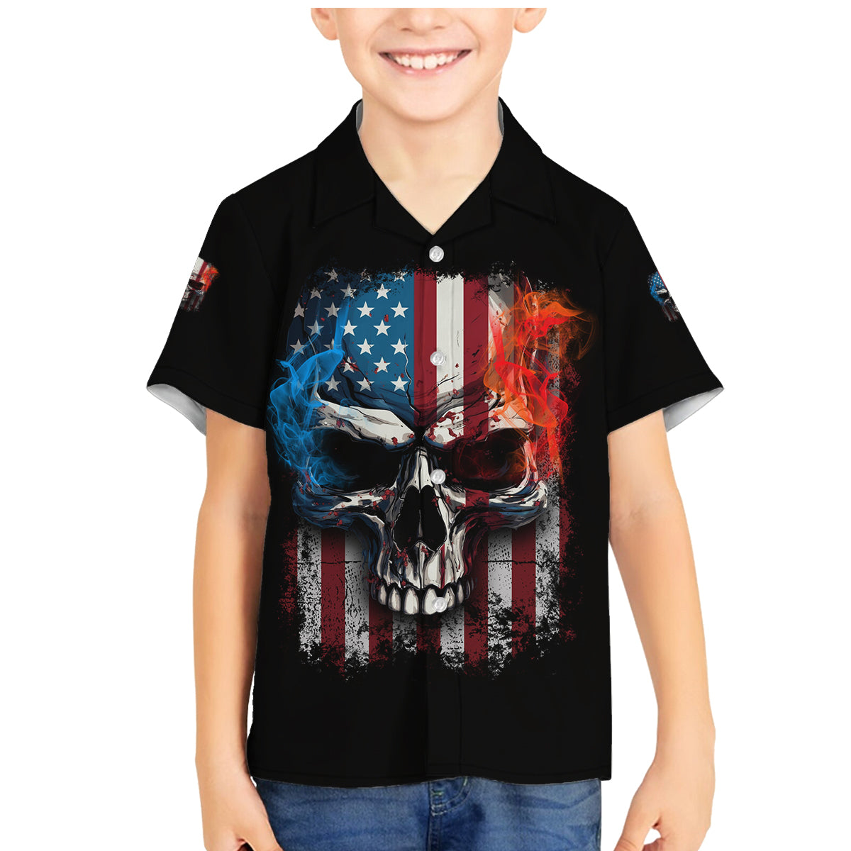 I Have Three Sides Skull Flag Family Matching Mermaid Dress and Hawaiian Shirt - Wonder Print Shop