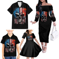 I Have Three Sides Skull Flag Family Matching Off Shoulder Long Sleeve Dress and Hawaiian Shirt - Wonder Print Shop
