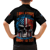 I Have Three Sides Skull Flag Family Matching Off Shoulder Short Dress and Hawaiian Shirt - Wonder Print Shop
