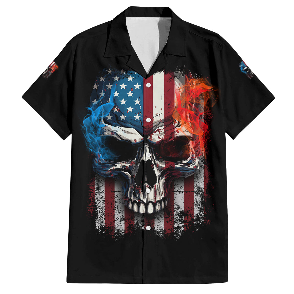 I Have Three Sides Skull Flag Family Matching Off Shoulder Short Dress and Hawaiian Shirt - Wonder Print Shop