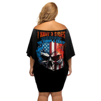 I Have Three Sides Skull Flag Family Matching Off Shoulder Short Dress and Hawaiian Shirt - Wonder Print Shop