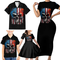 I Have Three Sides Skull Flag Family Matching Short Sleeve Bodycon Dress and Hawaiian Shirt - Wonder Print Shop
