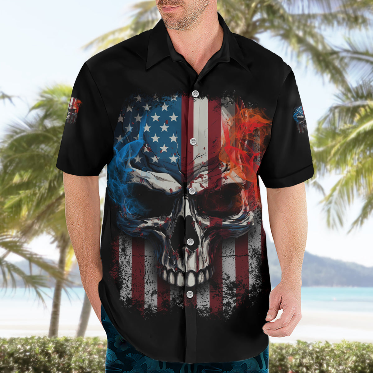 I Have Three Sides Skull Flag Hawaiian Shirt - Wonder Print Shop