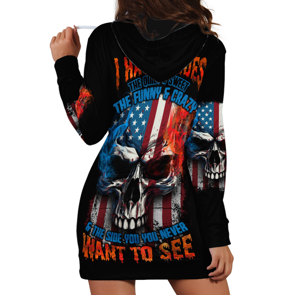I Have Three Sides Skull Flag Hoodie Dress - Wonder Print Shop